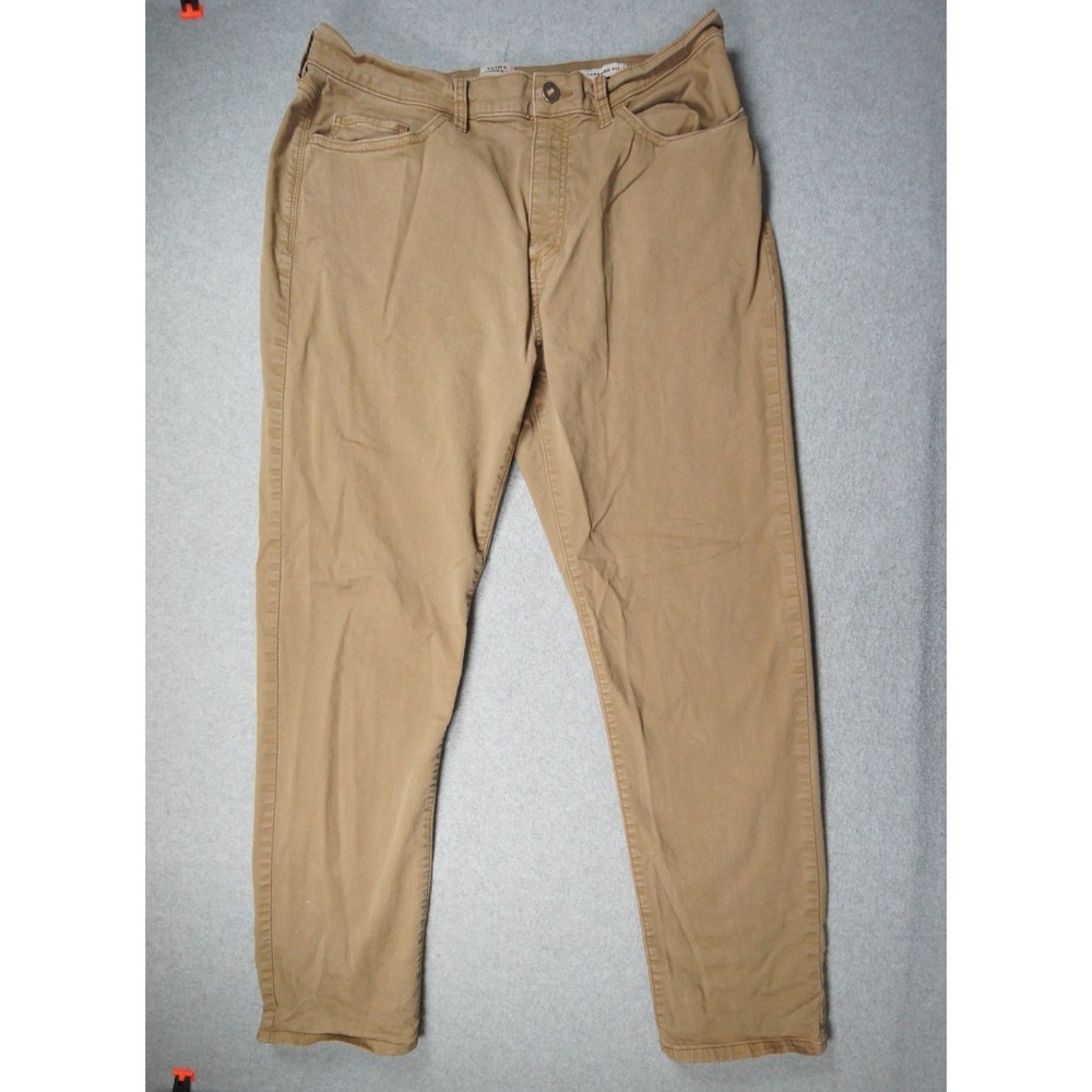 Flint and Tinder Pants Mens 34x29 Beige Khaki Tapered Fit Stretch Casual Adult